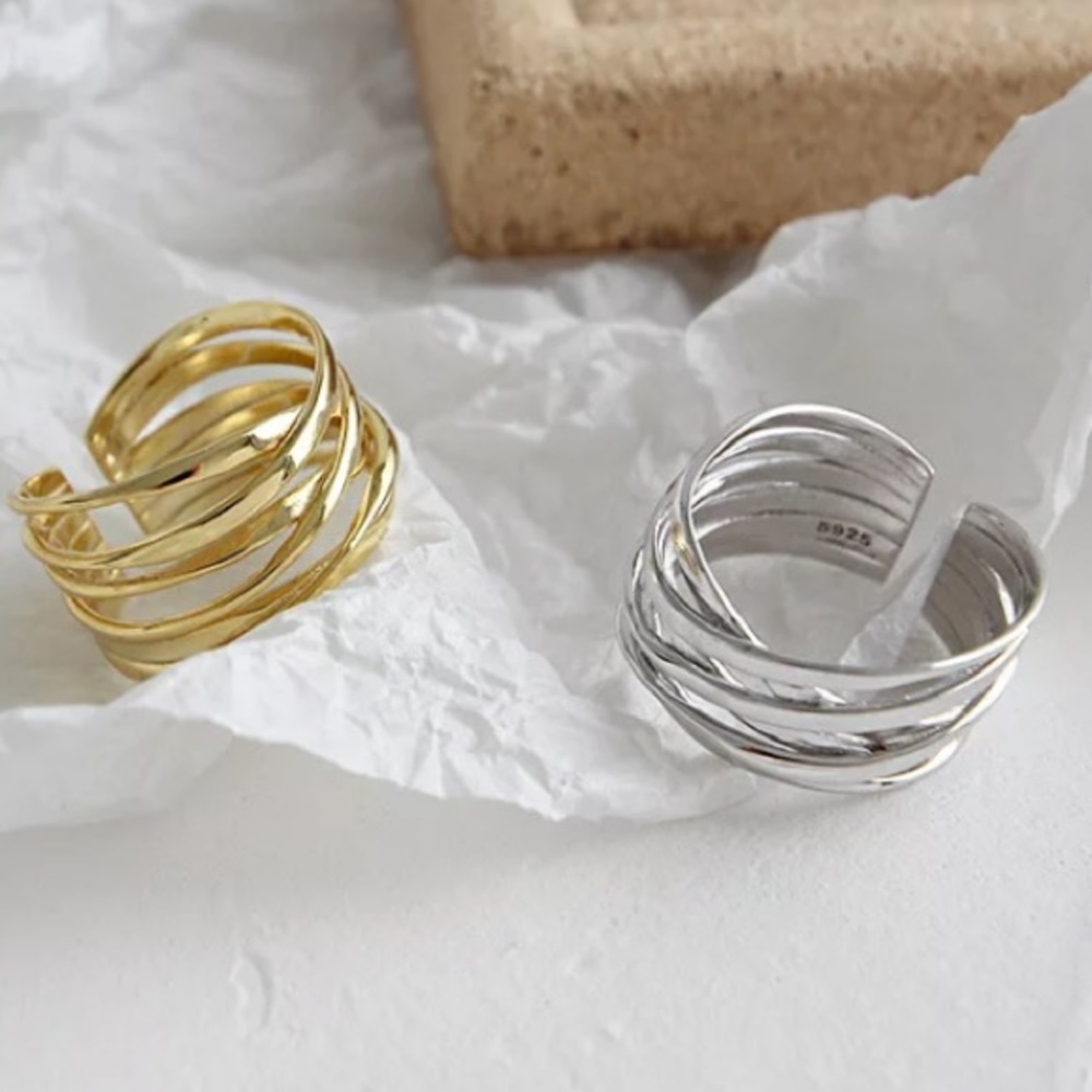 🌙Minimalist open  Sterling silver ring - Picture 2 of 6